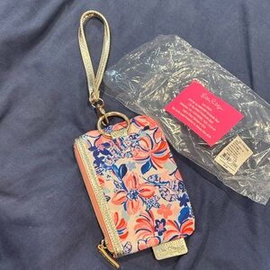 Floral Print Wristlet Bag - Pink & Blue
